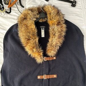 Forever 21+ Black Sweater with Faux Fur Accent